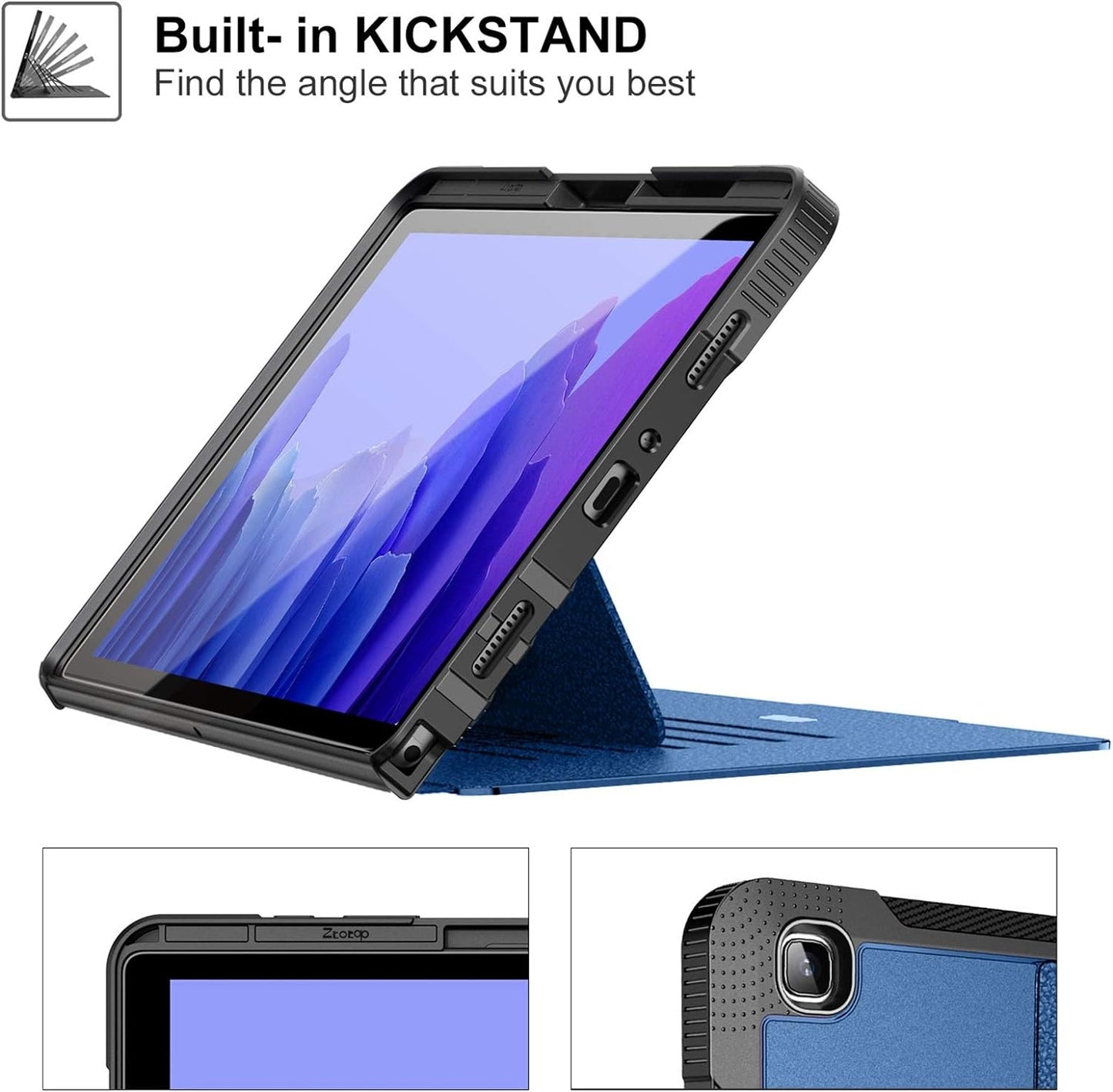 for Samsung Galaxy Tab A7 10.4 Inch Tablet 2020 (SM-T500/505/507), [6 Magnetic Stand Angles] Heavy Duty Highly Protective & Shock Absorption Cover with Auto Wake/Sleep, Navyblue